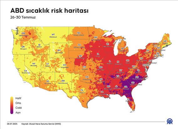 ABD sıcaklık risk haritası