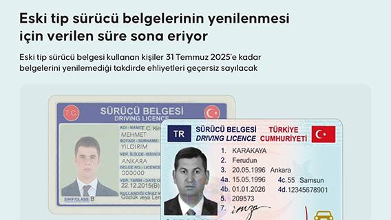 Eski tip sürücü belgelerinin yenilenmesi için verilen süre sona eriyor