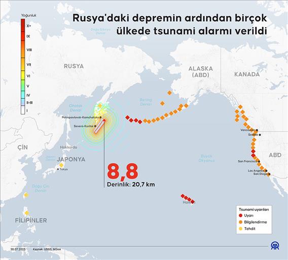 Rusya'daki depremin ardından birçok ülkede tsunami alarmı verildi