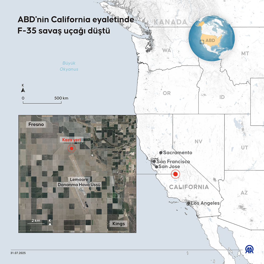 ABD'nin California eyaletinde donanmaya ait F-35 savaş uçağı düştü
