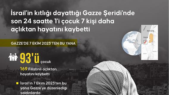 İsrail'in kıtlığı dayattığı Gazze Şeridi'nde son 24 saatte 1'i çocuk 7 kişi daha açlıktan hayatını kaybetti