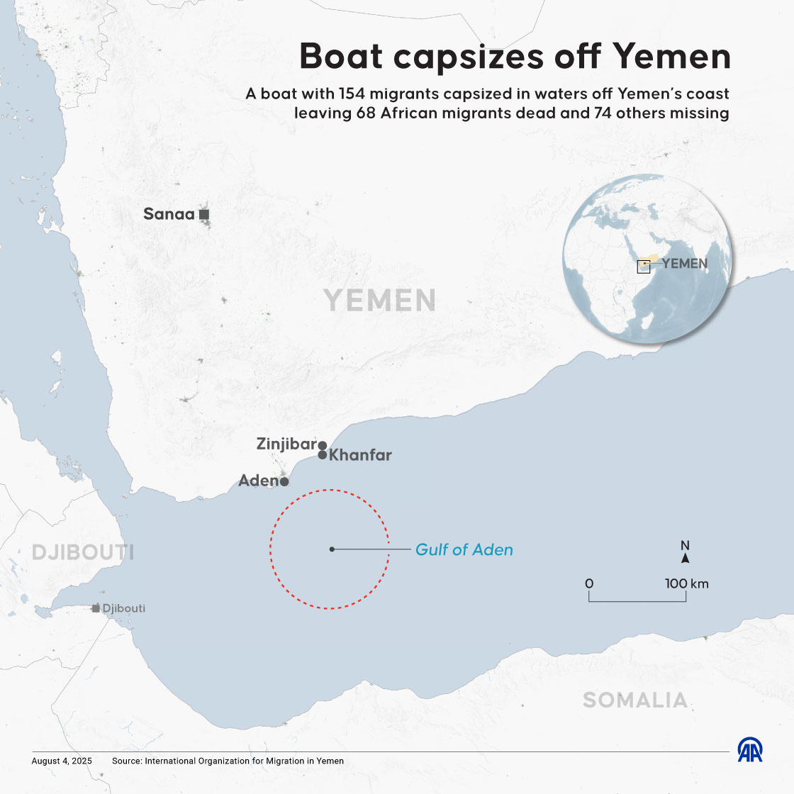Boat capsizes off Yemen