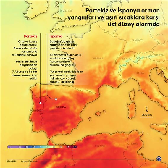 Portekiz ve İspanya orman yangınları ve aşırı sıcaklara karşı üst düzey alarmda
