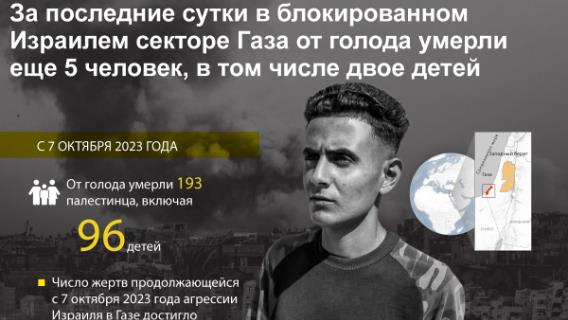 За последние сутки в блокированном Израилем секторе Газа от голода умерли еще 5 человек, в том числе двое детей