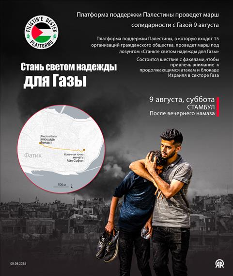 Платформа поддержки Палестины проведет марш солидарности с Газой 9 августа 