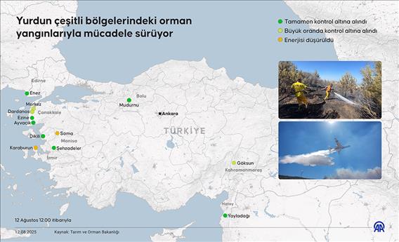 Yurdun çeşitli bölgelerindeki orman yangınlarıyla mücadele sürüyor