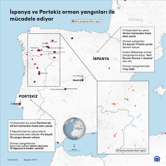 İspanya ve Portekiz orman yangınları ile mücadele ediyor