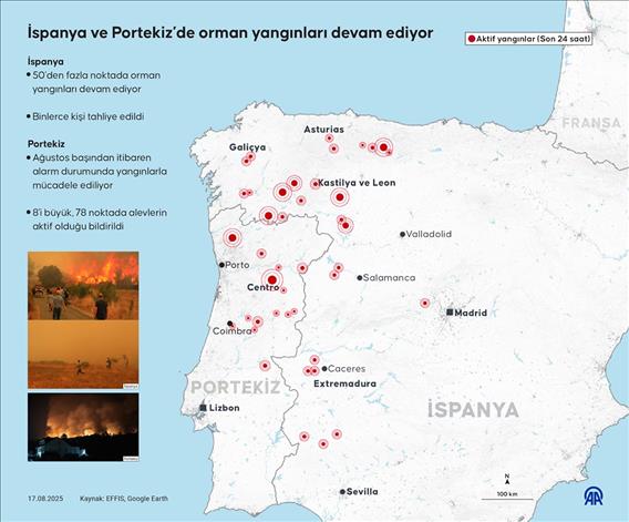 İspanya ve Portekiz’de orman yangınları devam ediyor