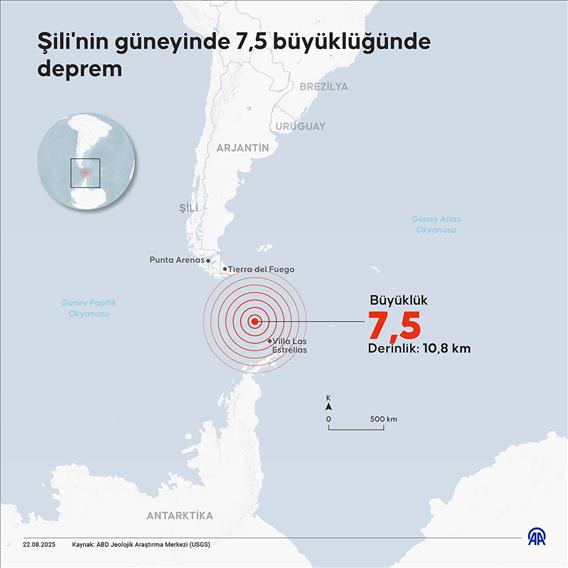 Şili'nin güneyinde 7,5 büyüklüğünde deprem