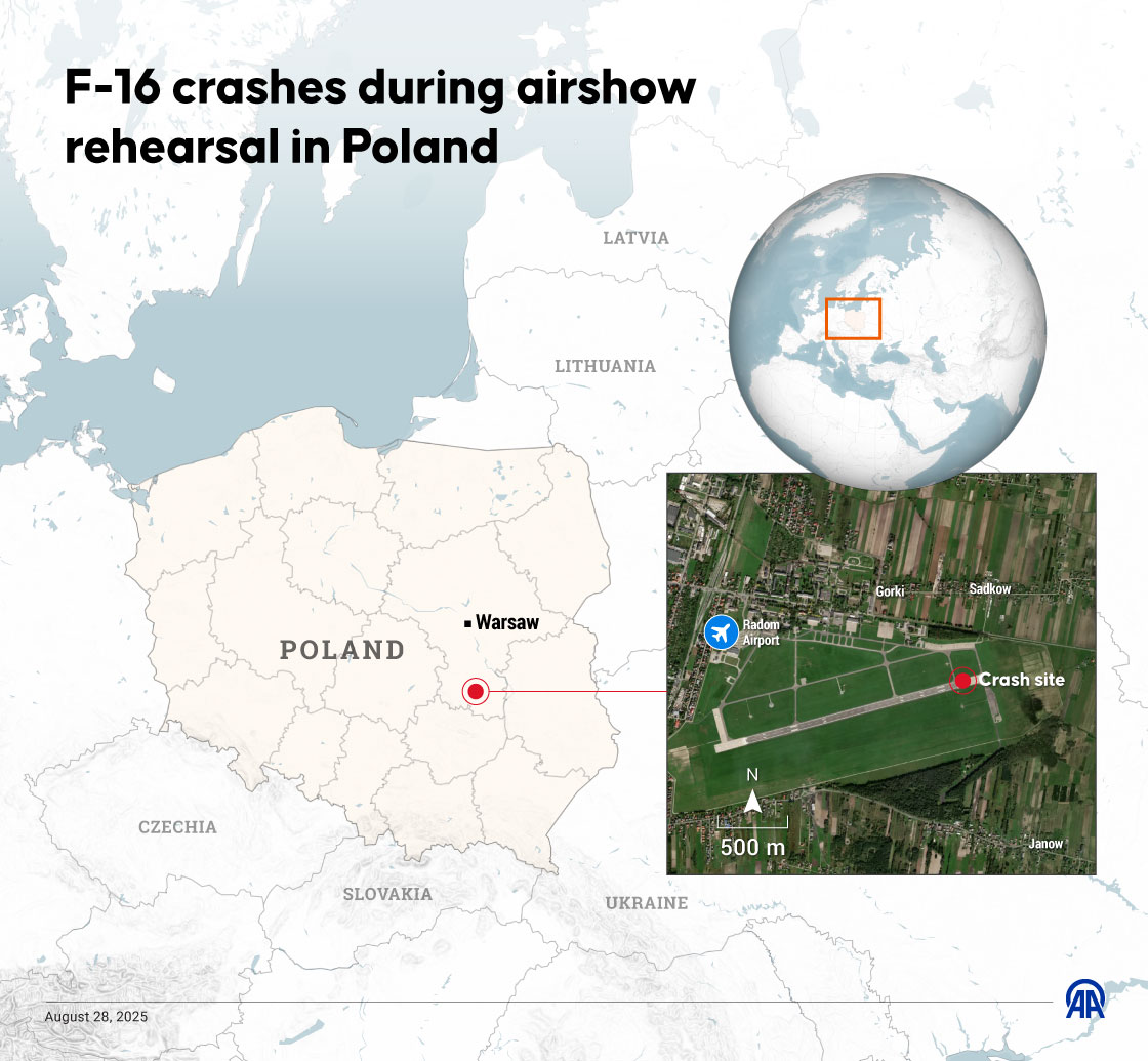 F-16 crashes during airshow rehearsal in Poland