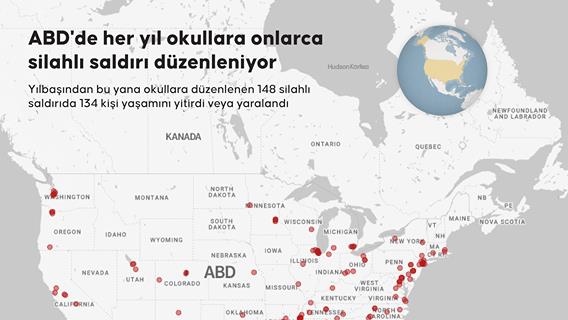ABD'de her yıl okullara onlarca silahlı saldırı düzenleniyor