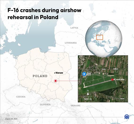 F-16 crashes during airshow rehearsal in Poland