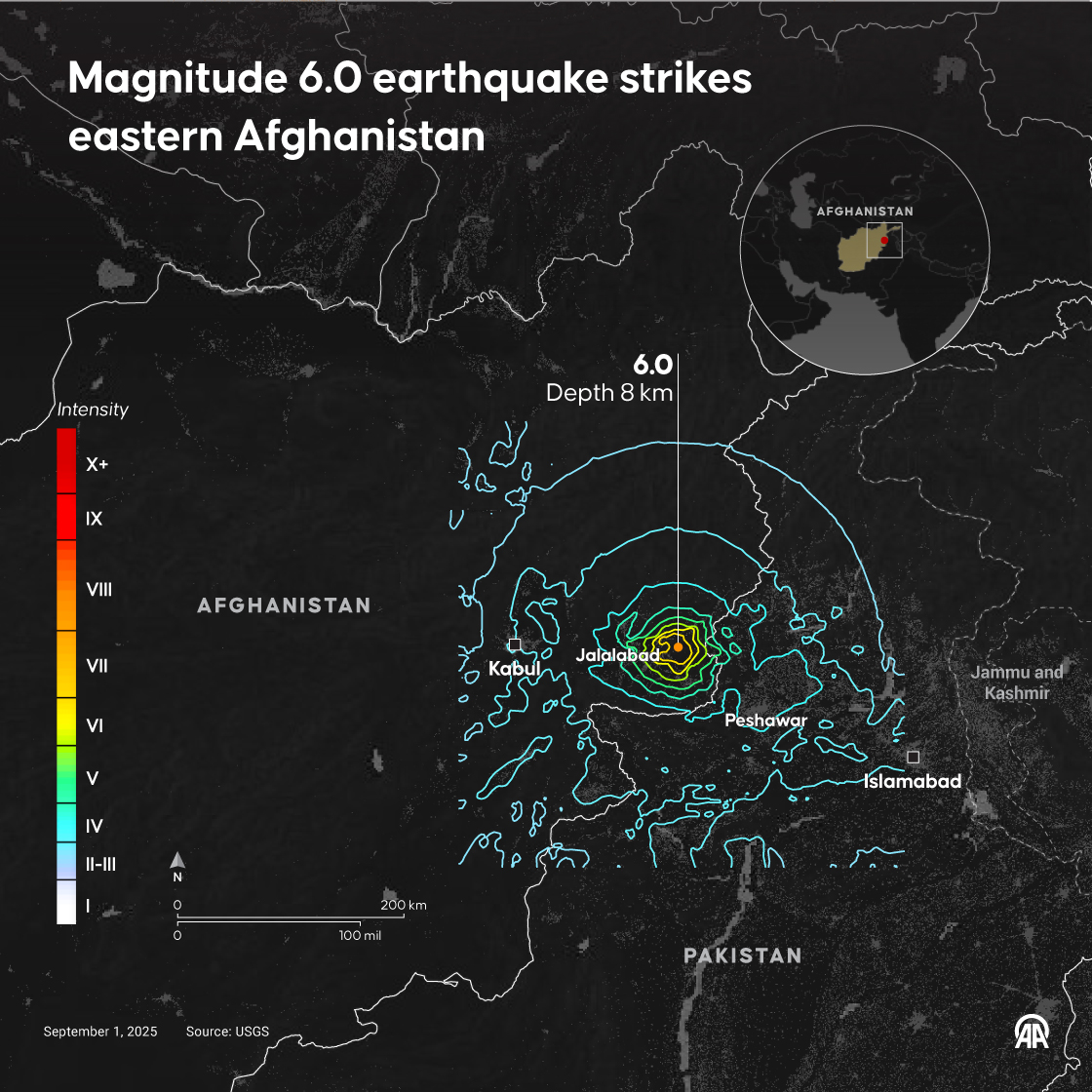 Magnitude 6.0 earthquake strikes eastern Afghanistan