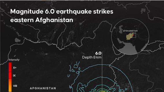 Magnitude 6.0 earthquake strikes eastern Afghanistan
