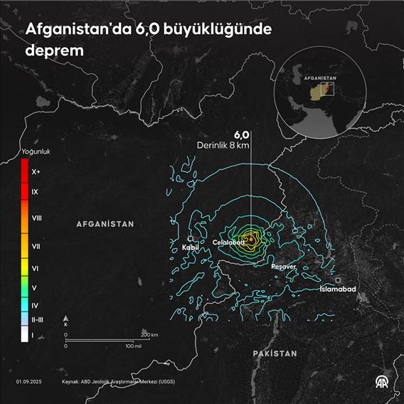 Afganistan'da 6,0 büyüklüğünde deprem