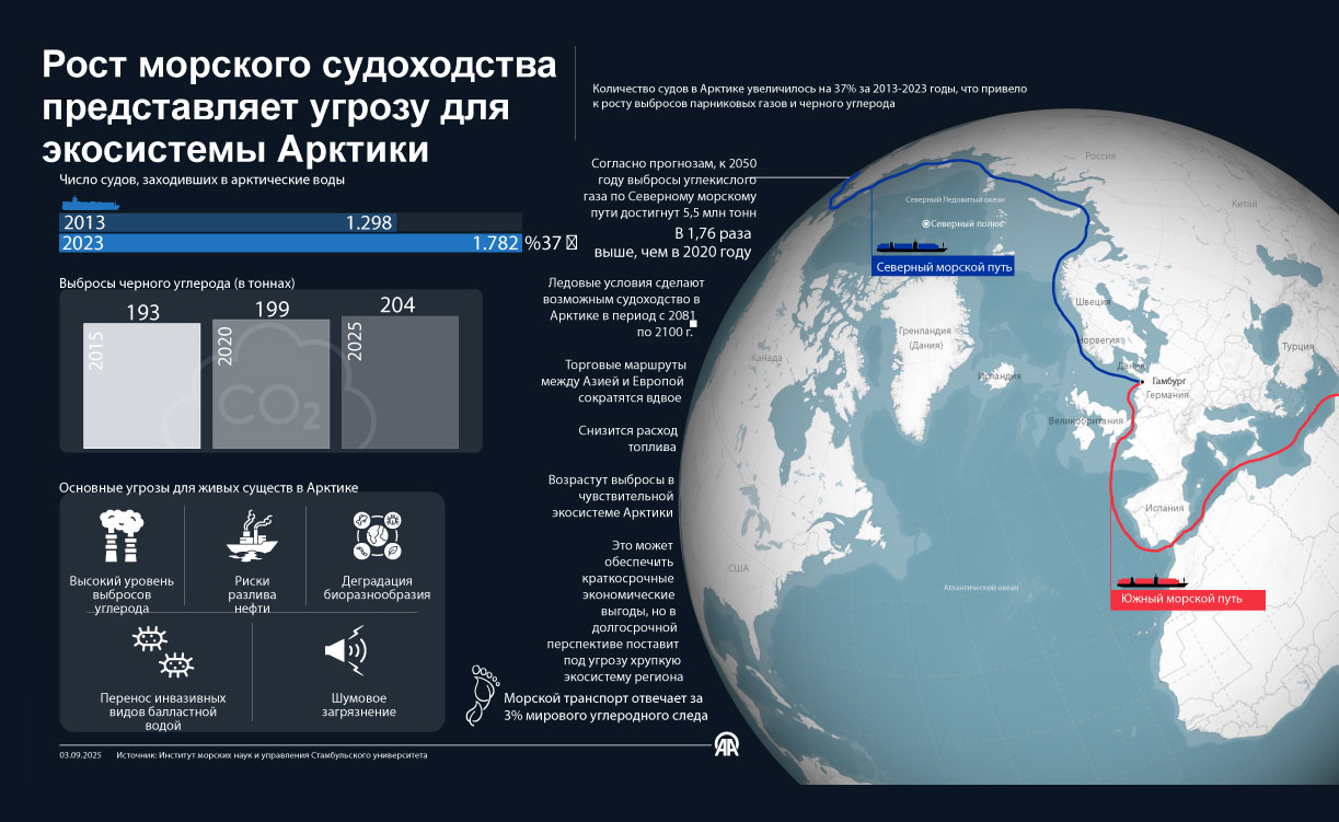Рост морского судоходства представляет угрозу для экосистемы Арктики