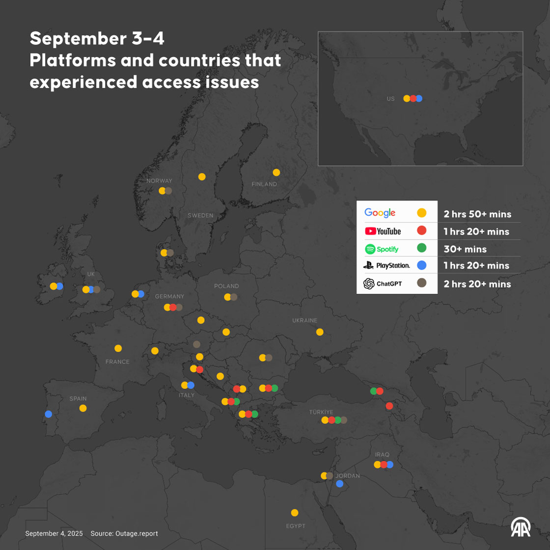 Google services down in several countries