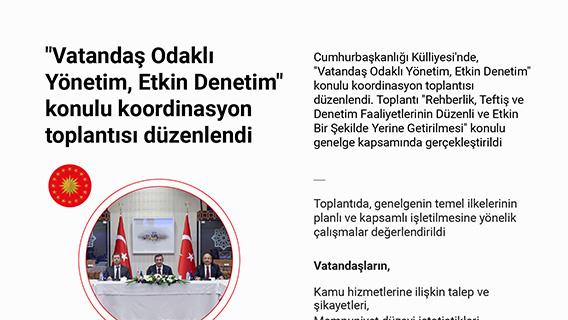 "Vatandaş Odaklı Yönetim, Etkin Denetim" konulu koordinasyon toplantısı düzenlendi