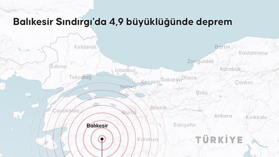 Balıkesir Sındırgı'da 4,9 büyüklüğünde deprem