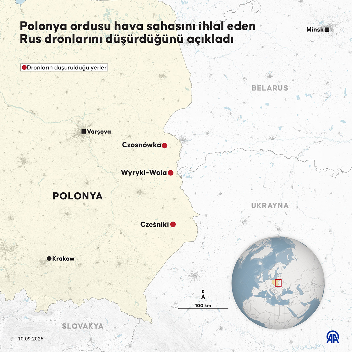 Polonya ordusu hava sahasını ihlal eden Rus dronlarını düşürdüğünü açıkladı