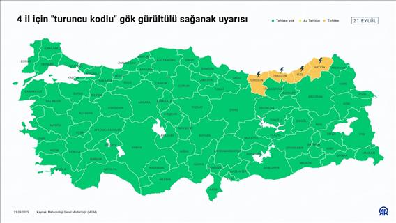 4 il için "turuncu kodlu" gök gürültülü sağanak uyarısı