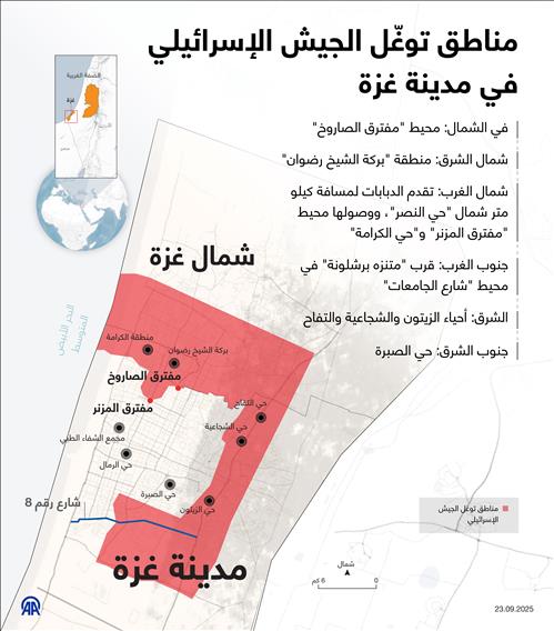 مناطق توغّل الجيش الإسرائيلي بمدينة غزة