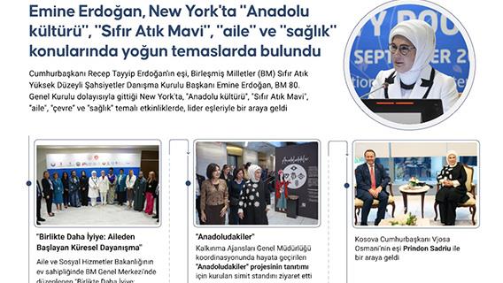 Emine Erdoğan, New York'ta "Anadolu kültürü", "Sıfır Atık Mavi", "aile" ve "sağlık" konularında yoğun temaslarda bulundu