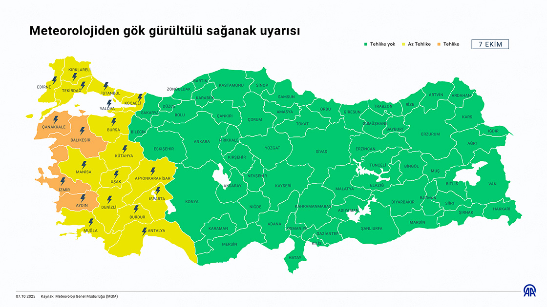 Meteorolojiden gök gürültülü sağanak uyarısı