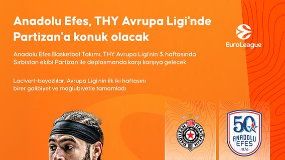 Anadolu Efes, THY Avrupa Ligi'nde Partizan'a konuk olacak