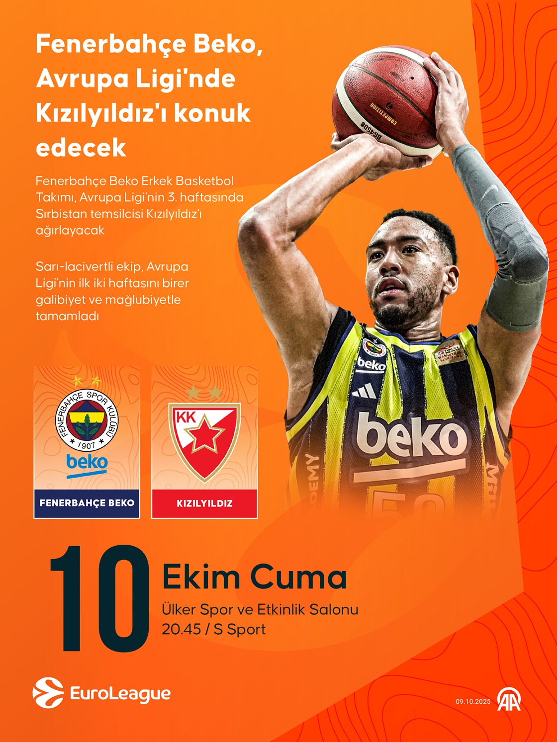 Fenerbahçe Beko, Avrupa Ligi'nde Kızılyıldız'ı konuk edecek