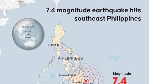 7.4 magnitude earthquake hits southeast Philippines