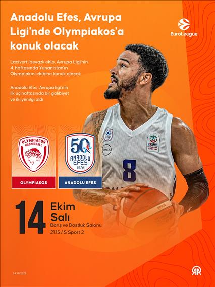 Anadolu Efes, Avrupa Ligi'nde Olympiakos'a konuk olacak