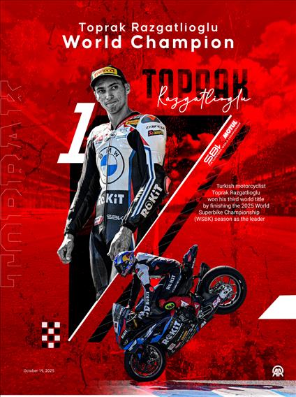 🥇 Turkish motorcycle racer Toprak Razgatlioglu won the 2025 World Superbike Championship  