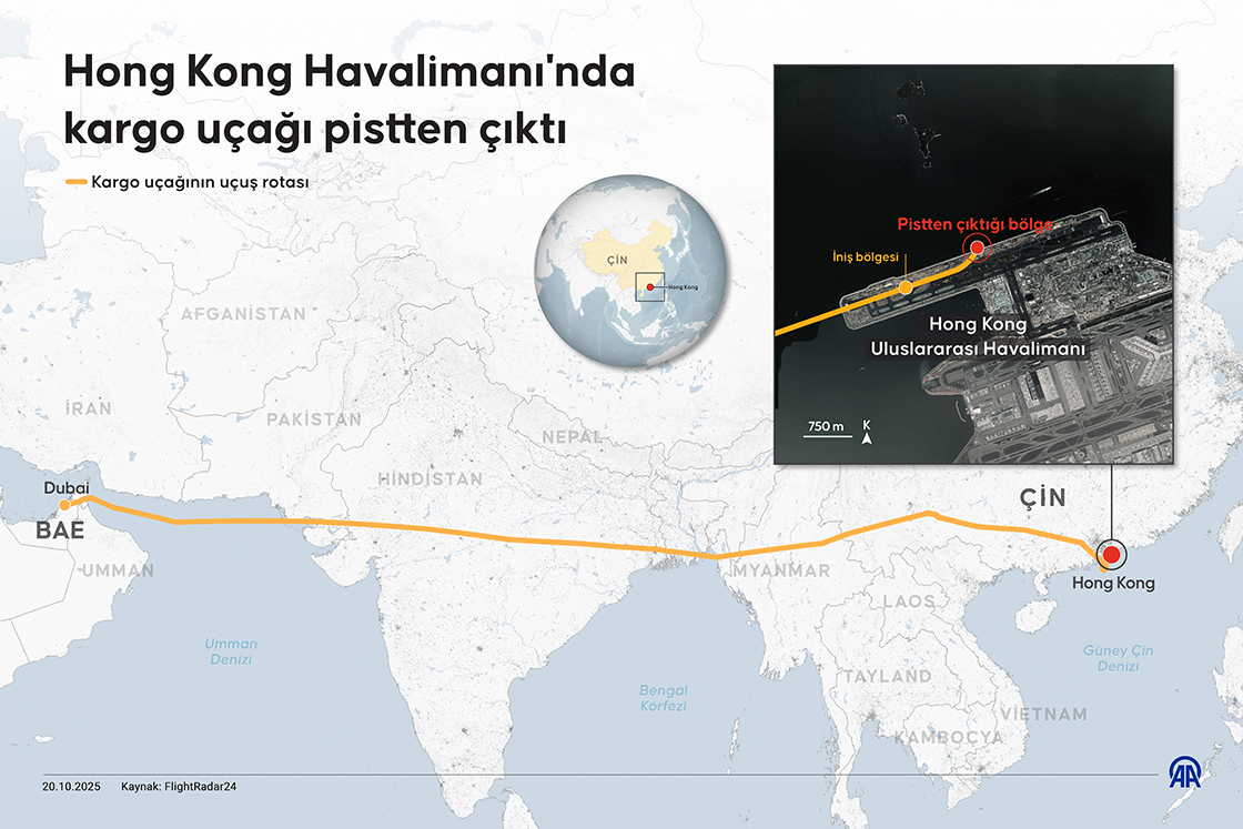 Hong Kong Havalimanı'nda kargo uçağı pistten çıktı