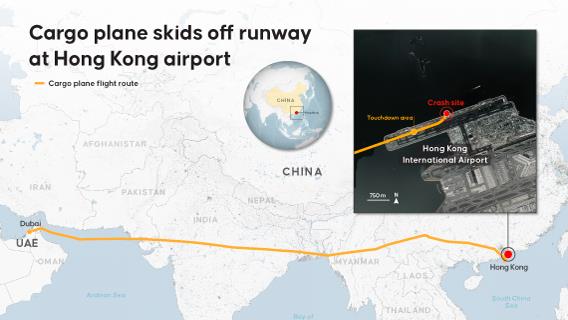 ✈️ Cargo plane skids off runway at Hong Kong International Airport