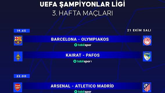 UEFA Şampiyonlar Ligi'nde 3. hafta maçları