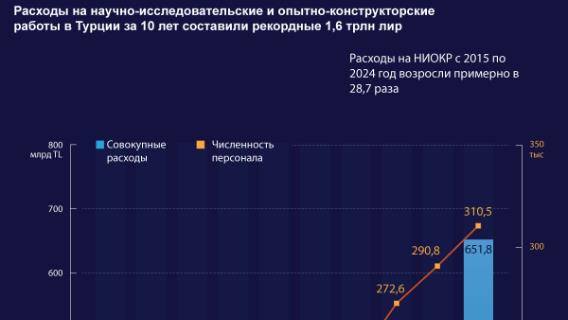Расходы на научно-исследовательские и опытно-конструкторские работы в Турции за 10 лет составили рекордные 1,6 трлн лир