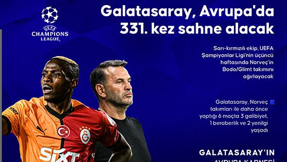 Galatasaray, Avrupa'da 331. kez sahne alacak