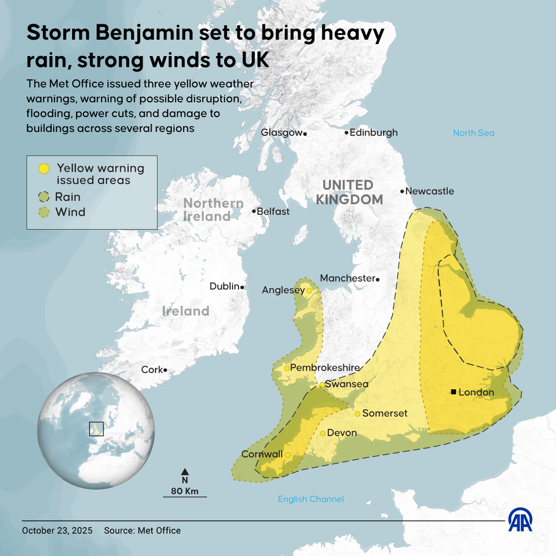 Storm Benjamin set to hit the UK