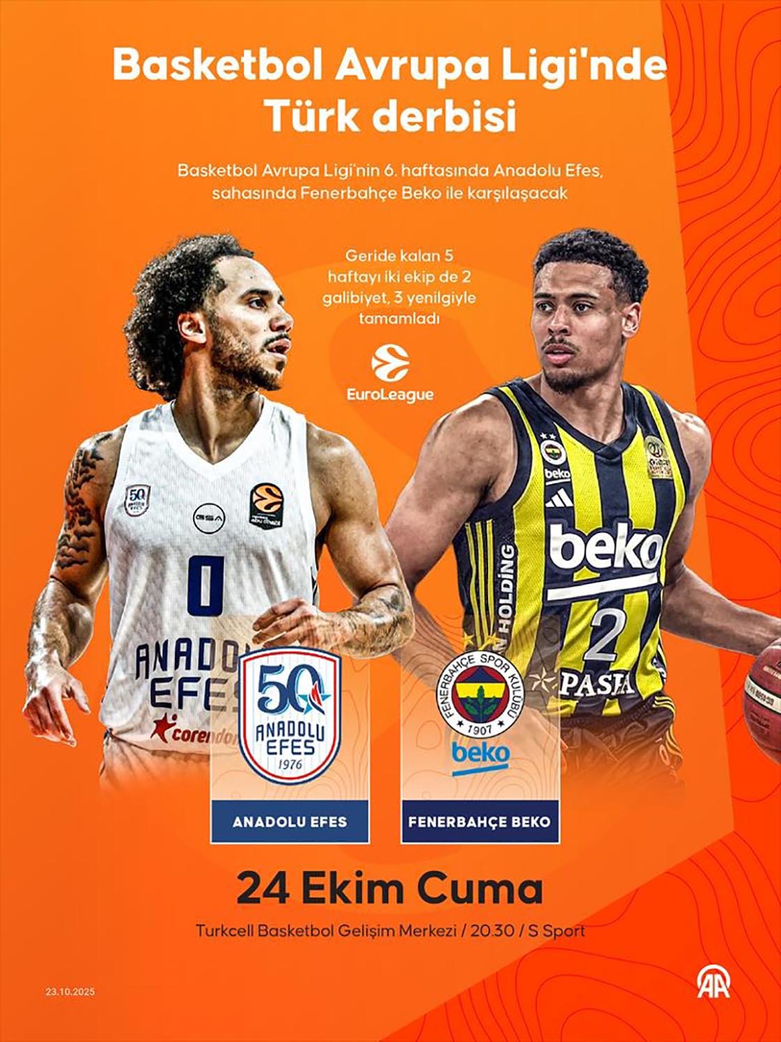  Basketbol Avrupa Ligi'nde Türk derbisi