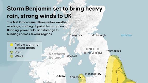 Storm Benjamin set to hit the UK
