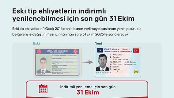 Eski tip ehliyetlerin indirimli yenilenebilmesi için son gün 31 Ekim