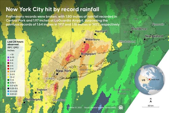 New York City hit by record rainfall