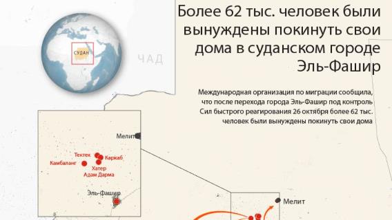 Более 62 тыс. человек были вынуждены покинуть свои дома в суданском городе Эль-Фашир