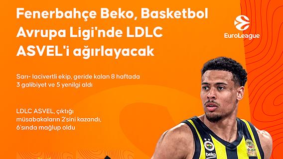 Fenerbahçe Beko, Basketbol Avrupa Ligi'nde LDLC ASVEL'i ağırlayacak