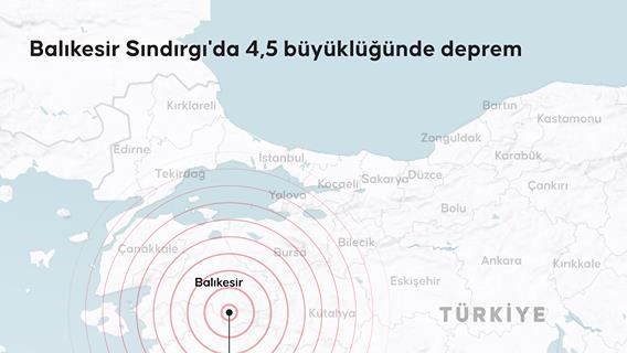 Balıkesir Sındırgı'da 4,5 büyüklüğünde deprem