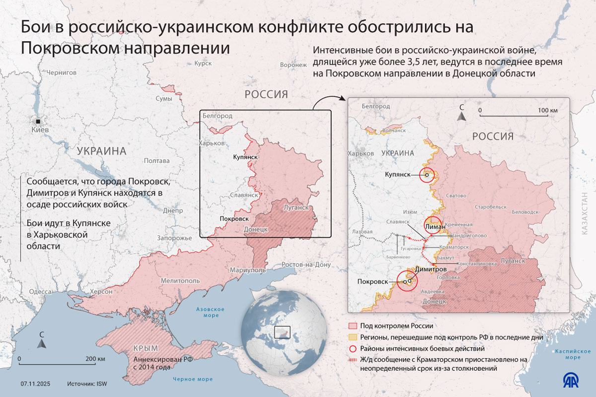 Боевые действия в российско-украинском конфликте обострились на Покровском направлении