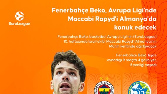  Fenerbahçe Beko, Avrupa Ligi'nde Maccabi Rapyd'i Almanya'da konuk edecek