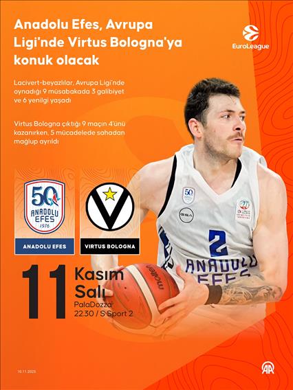 Anadolu Efes, Avrupa Ligi'nde Virtus Bologna'ya konuk olacak