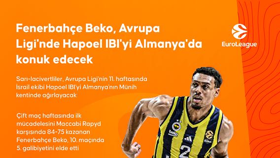 Fenerbahçe Beko, Avrupa Ligi'nde Hapoel IBI'yi Almanya'da konuk edecek